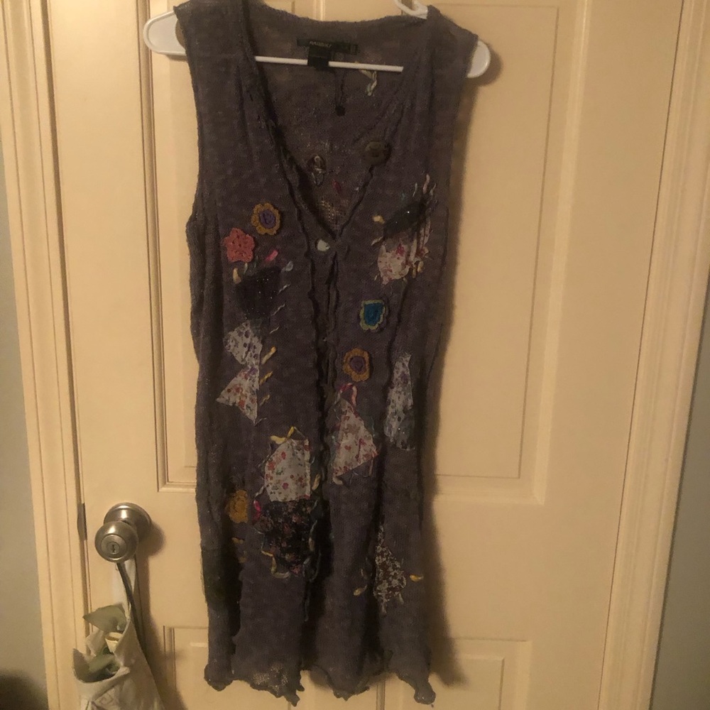 Patchwork tunic length  sweater vest